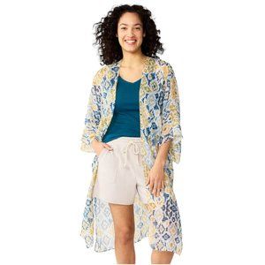 NWT SONOMA WATERCOLOR IKAT LONG KIMONO (IVORY MULTI / OS)